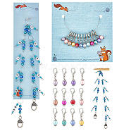 Knitting Row Counter Chains & Locking Stitch Markers Kits, with Acrylic & Glass Bead, Mixed Color, 2.5~46cm, 13pcs/set(HJEW-AB00487)