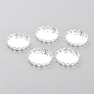 304 Stainless Steel Cabochon Settings, Lace Edge Bezel Cups, Flat Round, Silver, 19x3mm Tray: 18mm(STAS-Y001-09D-S)