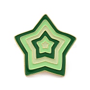 Star Enamel Pin, Geometry Alloy Enamel Brooch for Backpack Clothes, Golden, Dark Green, 29x32x9.5mm, Pin: 1mm(JEWB-O008-A01)