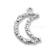 Alloy Pendants, Stainless Steel Color, Moon, 23x16x2mm, Hole: 2mm(FIND-M078-01A-P)