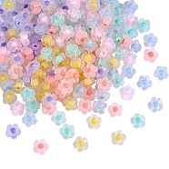 210Pcs 6 Colors Transparent Acrylic Beads, Frosted, Bead in Bead, Flower, Mixed Color, 12x12.5x6mm, Hole: 2.5mm, 35pcs/color(TACR-SZ0001-18)