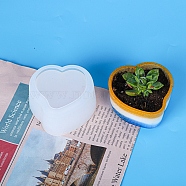 DIY Flower Pot Silicone Molds, Resin Casting Molds, For UV Resin, Epoxy Resin Jewelry Making, Heart, White, 70x67x35mm, Inner Diameter: 52x56mm(DIY-P010-44)