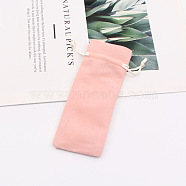 Velvet Storage Bags, Drawstring Pouches Packaging Bag, Rectangle, Pink, 15x6cm(PW-WG27442-01)