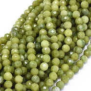Natural Peridot Beads Strands, Faceted, Round, 6mm, Hole: 1mm, about 69pcs/strand, 15.3 inches(39cm)(G-G-O180-09A)