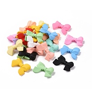 Opaque Spray Painted Acrylic Beads, Bowknot, Mixed Color, 22.5~25x31.5~33.5x5~7mm, Hole: 2.5mm(OACR-P011-01E)