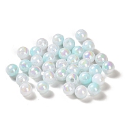 Opaque Acrylic Beads, Gradient Colorful, Round , Pale Turquoise, 6mm, Hole: 1.8mm, about 5000pcs/500g(OACR-Z016-01B-02)