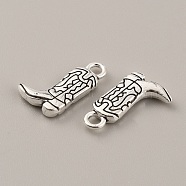 Tibetan Style Alloy Pendants, West Cowboy Boot Charms, Antique Silver, 18x11x3mm, Hole: 2.5mm(FIND-WH0146-24AS)