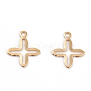 201 Stainless Steel Tiny Cross Charms, Hollow, Real 18k Gold Plated, 13x11x0.5mm, Hole: 1.4mm(STAS-C017-14G)