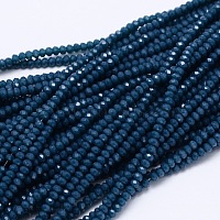 perles de verre rondelle à facettes, bleu marine, 3.5~4x2.5~3 mm, trou: 0.8 mm, environ 123~127 pcs / brin, 13.7~14.1 pouce (35~36 cm)