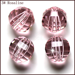 K9 Glass, Imitation Austrian Crystal Beads, Grade AAA, Faceted, Round, Pink, 6mm, Hole: 0.7~0.9mm(SWAR-F079-6mm-03)