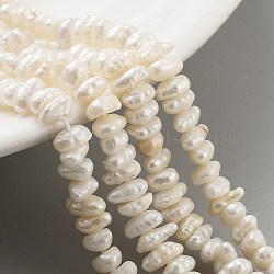 Natural Keshi Pearl Cultured Freshwater Pearl Beads Strands, Baroque Pearls, Nuggets, Old Lace, 3~4mm, Hole: 0.6mm, about 58pcs/strand, 7.09 inch(17.5~18cm)(PEAR-C003-31B)