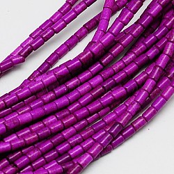 Synthetic Turquoise Beads Strands, Dyed, Column, Purple, 6x4mm, Hole: 1mm, about 64pcs/strand, 15.5 inch(TURQ-G120-4x6mm-02)
