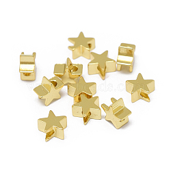 Rack Plating Brass Beads, Long-Lasting Plated, Five-Pointed Star, Real 24K Gold Plated, 6x3mm, Hole: 1.6mm(X-KK-F801-12-G)