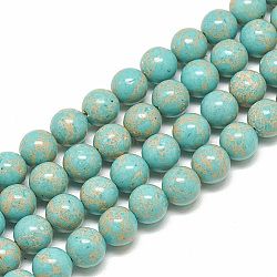 Synthetic Imperial Jasper Beads Strands, Dyed, Round, Turquoise, 10mm, Hole: 1mm, about 40pcs/strand, 15.7 inch(G-S300-42A-10mm)