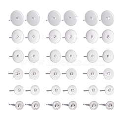 210Pcs 7 Size 304 Stainless Steel Stud Earring Settings, Flat Pad Earring Post, Flat Round, Stainless Steel Color, Tray: 3mm~12, 12x3~12mm, Pin: 0.7mm, 210pcs/Box(STAS-ZZ0001-08P)