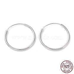 Rhodium Plated 925 Sterling Silver Huggie Hoop Earrings, with S925 Stamp, Real Platinum Plated, 20x1.5x20.5mm(EJEW-K258-02D-P)