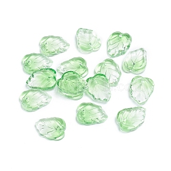 Two-Tone Transparent Glass Charms, Leaf, Lime Green, 13.5x10.5x3.5mm, Hole: 1.2mm(GLAA-H016-15I)