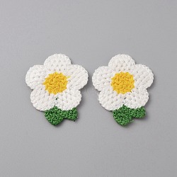 Crochet Flower Appliques, Computerized Embroidery Cloth Patches, Costume Accessories, Sewing Craft Decoration, White, 47x40x2.5mm(DIY-WH0502-05F)