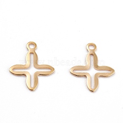 201 Stainless Steel Tiny Cross Charms, Hollow, Real 18k Gold Plated, 13x11x0.5mm, Hole: 1.4mm(STAS-C017-14G)