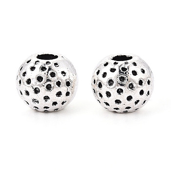 Textured Tibetan Style Alloy Beads, Round, Antique Silver, 9.5x8.5mm, Hole: 3mm, about 434pcs/1000g