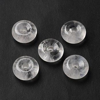 Natural Quartz Crystal European Pendants, Donut/Pi Disc Charms, Large Hole Pendants, 16~17x6~7mm, Hole: 3~3.5mm