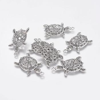 Tibetan Style Alloy Tortoise Pendants, Cadmium Free & Lead Free, Antique Silver, 39x23.5x8mm, Hole: 2.5mm, about 108pcs/500g