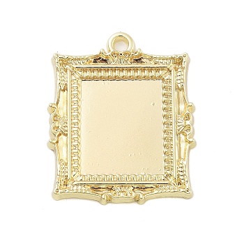 Rack Plating Alloy Pendant Cabochon Settings, Rectangle, Golden, Tray: 19x16mm, 33.5x27.5x2mm, Hole: 2mm