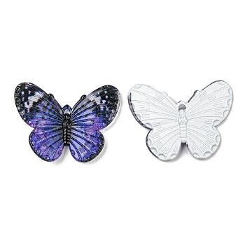 Opaque Acrylic Pendants, Butterfly, Purple, 30x4.5x41mm, Hole: 1.5mm