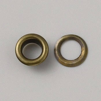 Brass Grommet Eyelet Findings, for Bag Making, Flat Round, Antique Bronze, 1.05x0.5cm, Inner Diameter: 0.6cm