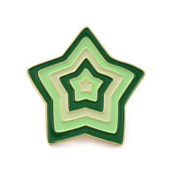 Star Enamel Pin, Geometry Alloy Enamel Brooch for Backpack Clothes, Golden, Dark Green, 29x32x9.5mm, Pin: 1mm