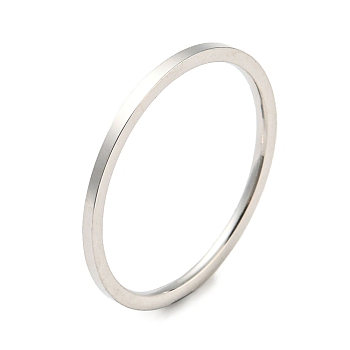 304 Stainless Steel Simple Plain Band Finger Ring for Women Men, Stainless Steel Color, Size 3, Inner Diameter: 14mm, 1mm