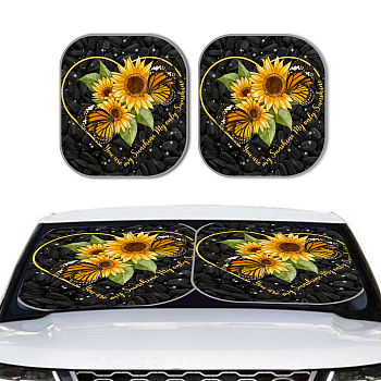 2Pcs Windshield Sun Shade, Car Front Window Sunshade for SUV Truck, Sunflower, 724x648mm