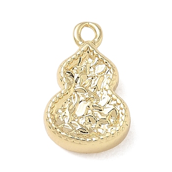 Brass Charms, Hammered Gourd Charms, Real 18K Gold Plated, 12.5x8x3mm, Hole: 1.2mm