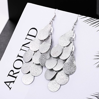 Fashionable Alloy Tassel Earrings, Teardrop Dangle Earrings for Women, Platinum