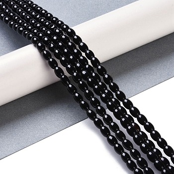 Natural Black Onyx(Dyed & Heated) Beads Strands, Oval, 6.5x4.5mm, Hole: 0.9mm, about 62~63pcs/strand, 15.16''(38.5cm)