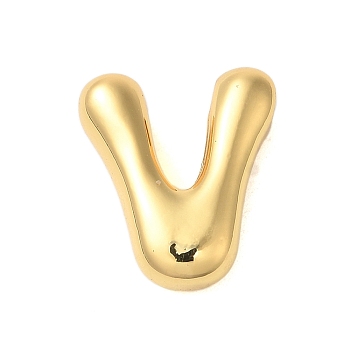 Rack Plating Brass Pendants, Cadmium Free & Lead Free, Long-Lasting Plated, Real 18K Gold Plated, Letter V, 18x15.5x5.5mm, Hole: 1.8x2.5mm