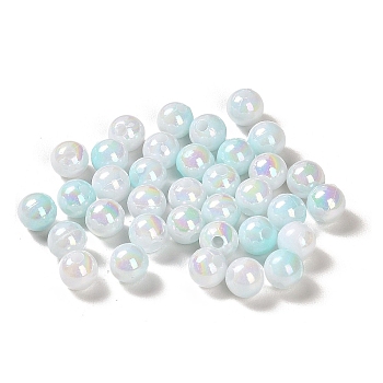 Opaque Acrylic Beads, Gradient Colorful, Round , Pale Turquoise, 6mm, Hole: 1.8mm, about 5000pcs/500g