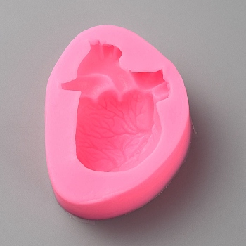 Human Heart Silicone Molds, Fondant Molds, for DIY Cake Decoration, Chocolate, Candy, UV Resin & Epoxy Resin Craft Making, Deep Pink, 82x62x30mm, Inner Diameter: 48x60mm