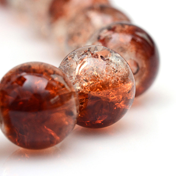 Baking Painted Crackle Glass Beads Strands, Round, Saddle Brown, 6mm, Hole: 1.3~1.6mm, about 133pcs/strand, 31.4 inch