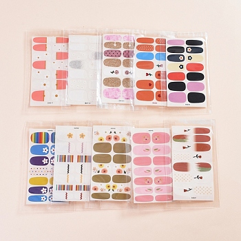 Lovely Full Cover Nail Art Stickers, Self-adhesive, for Nail Tips Decorations, Mixed Color, 10x5.5cm, 10pcs/set