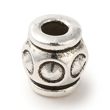 Tibetan Style Alloy Beads, Cadmium Free & Lead Free, Barrel, Antique Silver, 7x7mm, Hole: 2.5mm