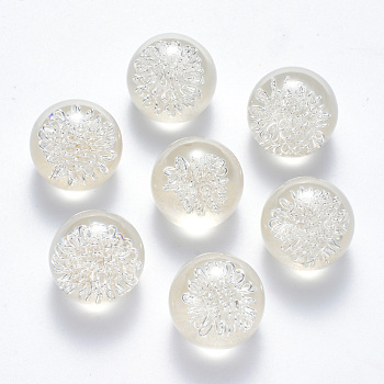Transparent Acrylic Cabochons, Flat Back, with Iron Wire inside, Round, Silver Color Plated, Clear, 20x17.5mm, bottom: 12mm