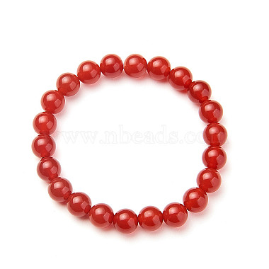 Natural Red Agate Round Beads Stretch Bracelets(BJEW-PH0001-8mm-04)-2
