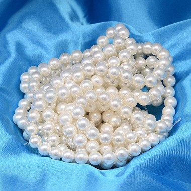 ab Farbe überzog Shell-Perle runden Perle Stränge(BSHE-L011-6mm-C001)-2