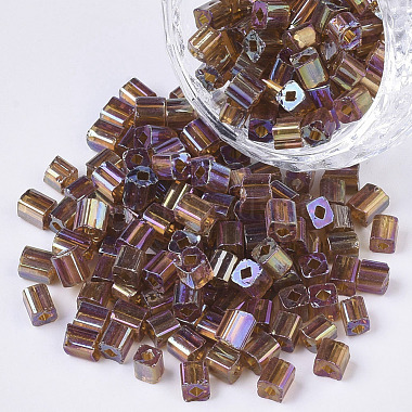 Saddle Brown Cube Glass Beads
