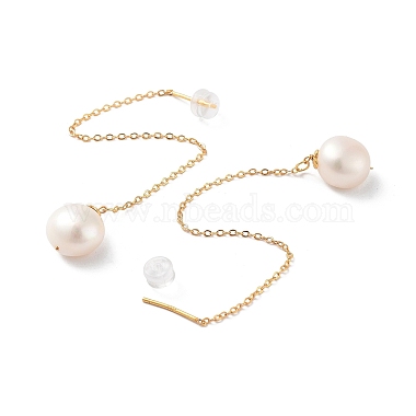 Round Natural Pearl Earrings for Women(EJEW-E303-02G)-2