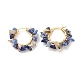 Natural Lapis Lazuli Chips Braided Hoop Earrings(EJEW-JE04940-04)-1