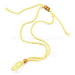 Adjustable Braided Waxed Cord Macrame Pouch Necklace Making, Interchangeable Stone, with Wood Beads , Champagne Yellow, 30.31~36.22 inch(770~920mm)(NJEW-I243-A05)
