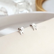 304 Stainless Steel Stud Earrings for Women, Deer, Stainless Steel Color, 11x7mm(DL2638-2)