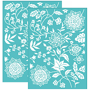 Self-Adhesive Silk Screen Printing Stencil, for Painting on Wood, DIY Decoration T-Shirt Fabric, Turquoise, Plants Pattern, 195x140mm(DIY-WH0337-035)